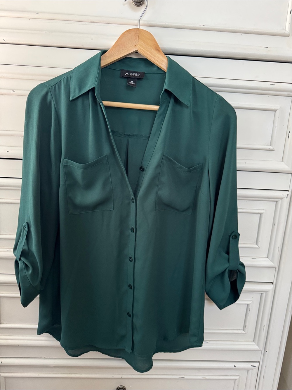 A. Byer Teal Green Button-Down Shirt
